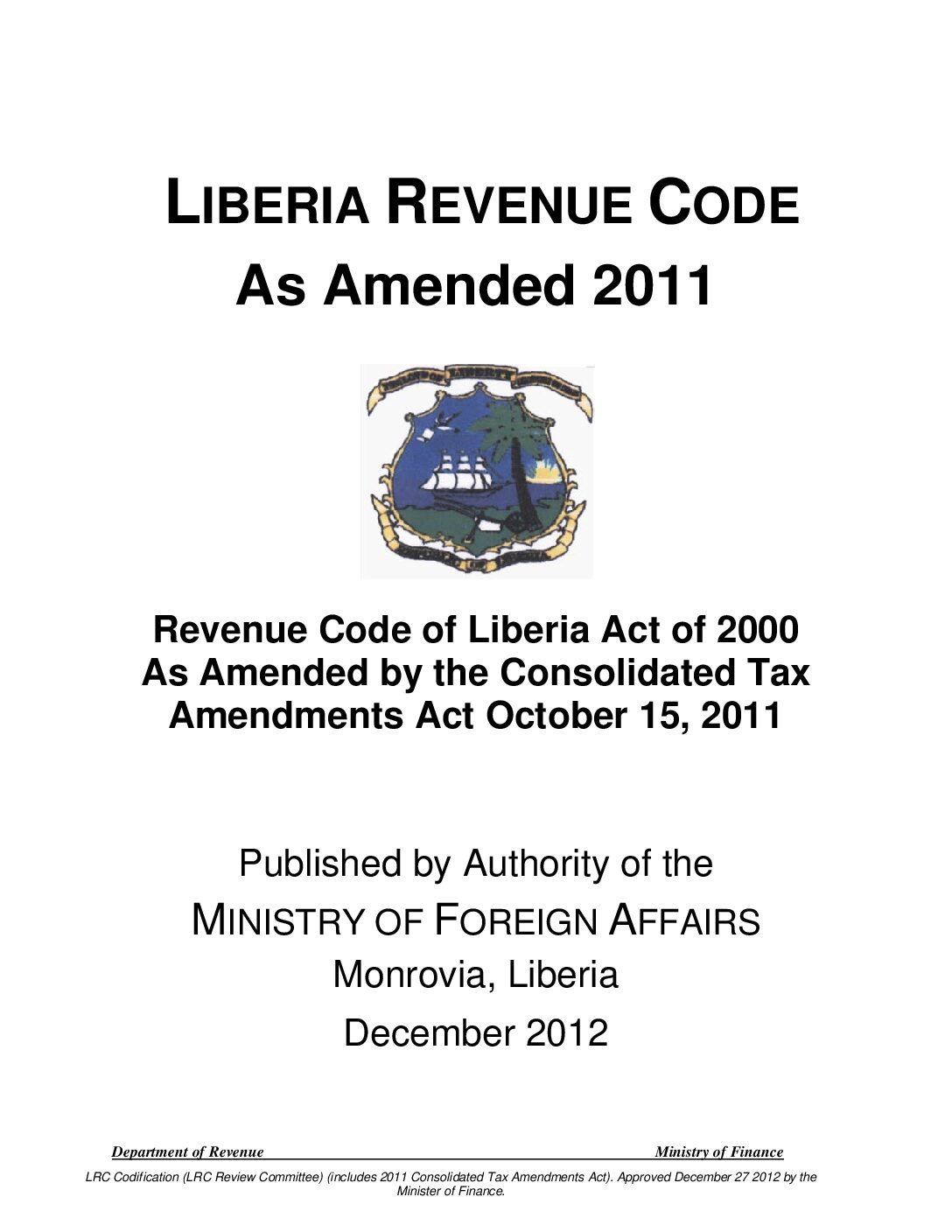 Liberia Revenue Code as Amended 2011