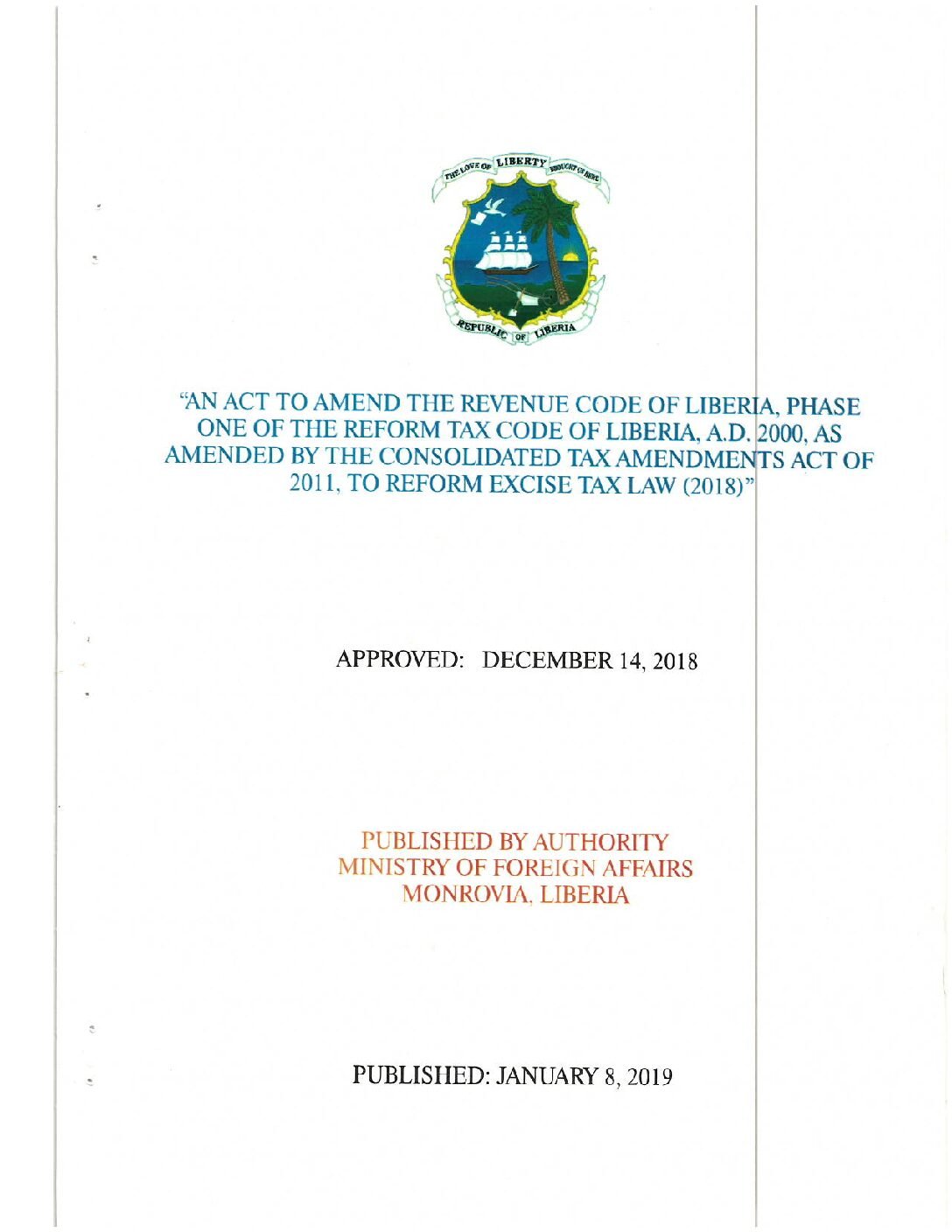Reformed Excise Tax Law (2018)