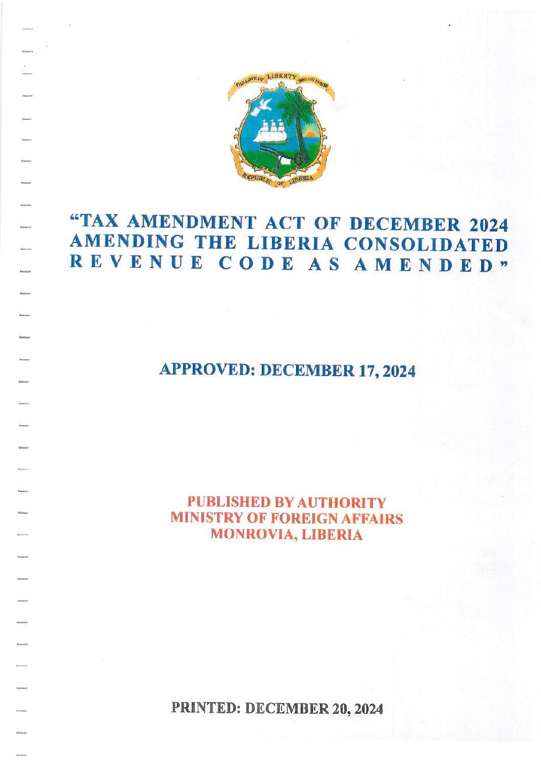 Tax Amendment Act of December 2024