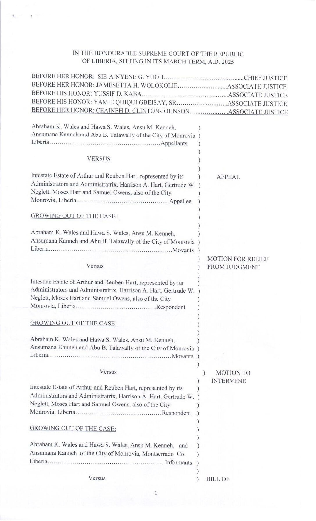 Wales et al. v. Intestate Estate of Arthur and Reuben Hart (2025)