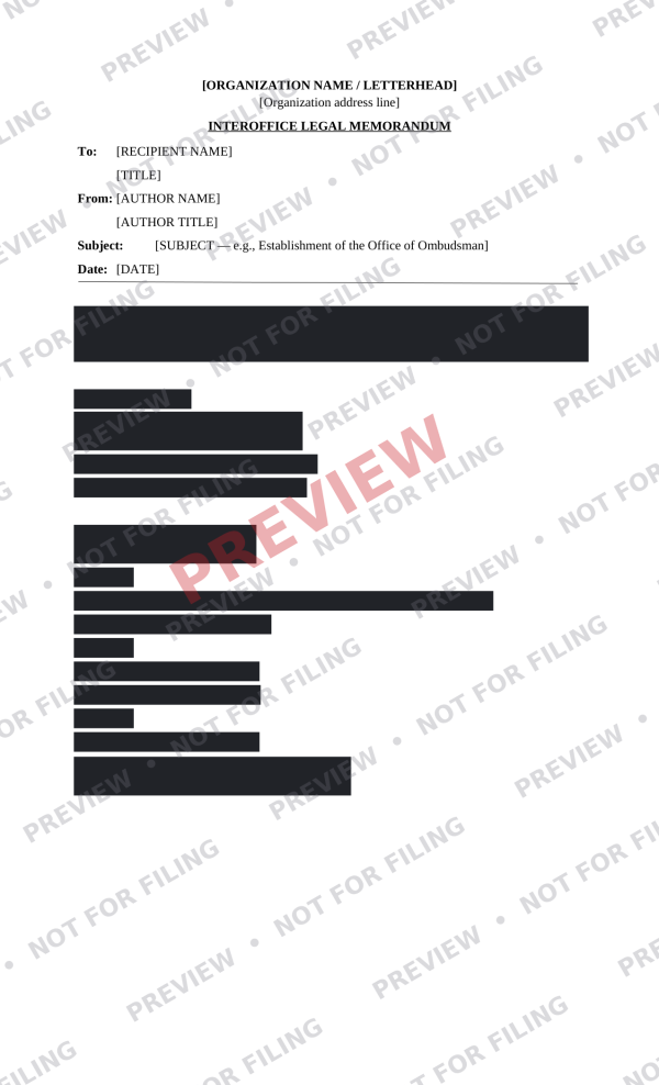 Inter-Office Legal Memorandum - Preview Interoffice Legal Memorandum
