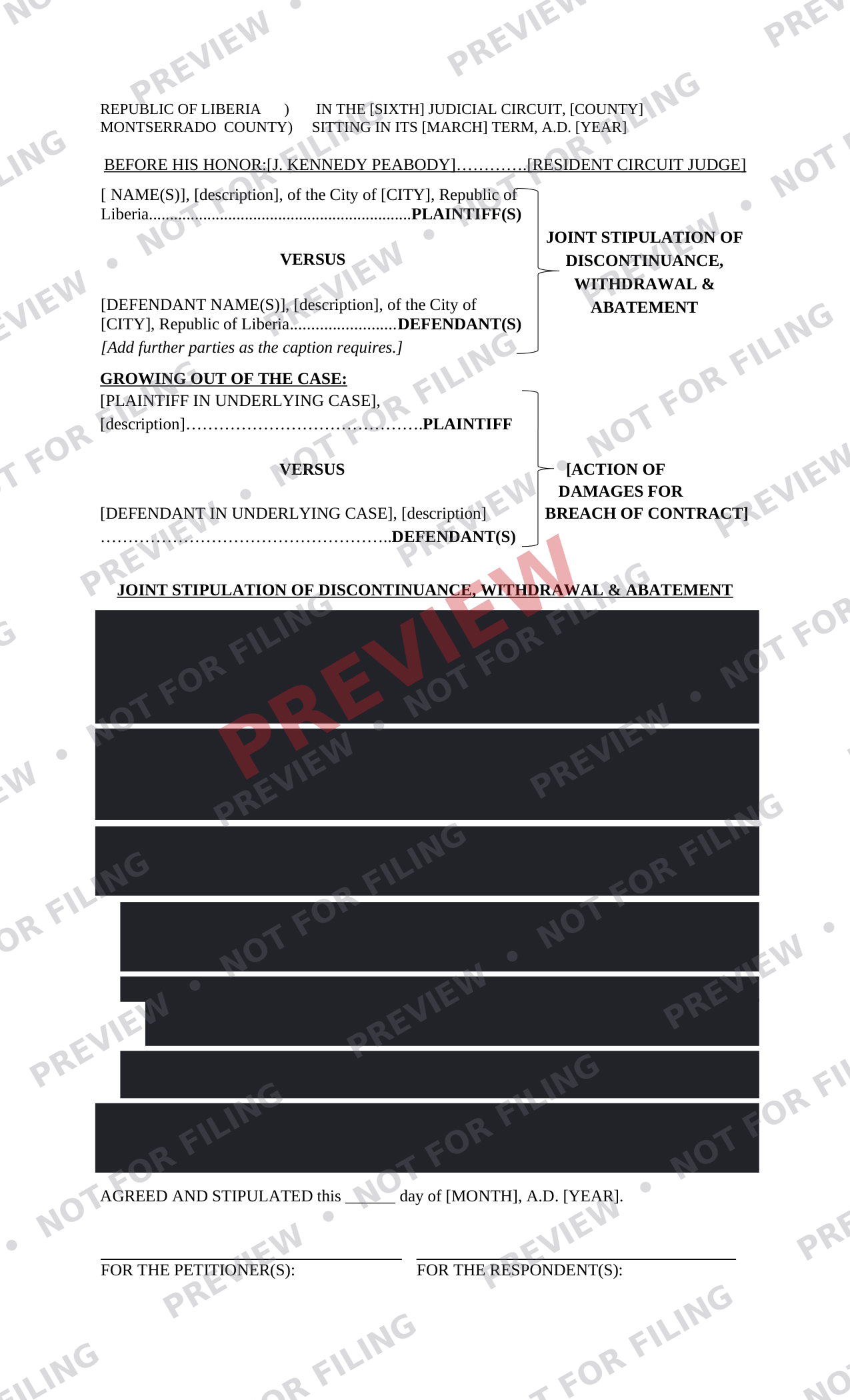 Joint Stipulation of Discontinuance, Withdrawal & Abatement