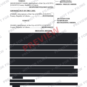 Motion to Vacate (TRO or Freeze Order) - Preview Motion to Vacate TRO or Freeze Order