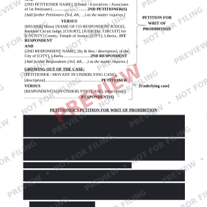 Petition for Writ of Prohibition (Against Judge) - Preview Petition for Writ of Prohibition (Against a Judge)