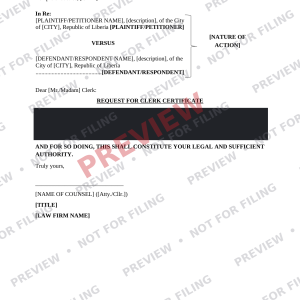Request for Clerk Certificate - Preview Request for Clerk Certificate