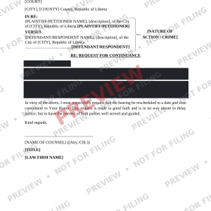 Request for Continuance - Preview Request for Continuance