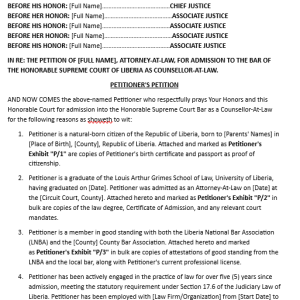 Petition for Admission to Supreme Court Bar