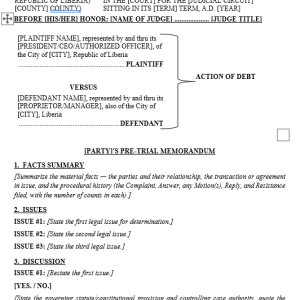 Pre-Trial Memorandum
