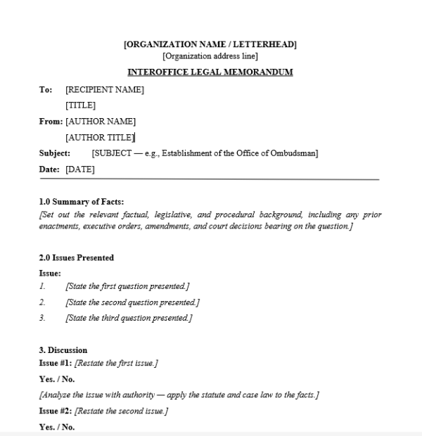 Interoffice Legal Memorandum